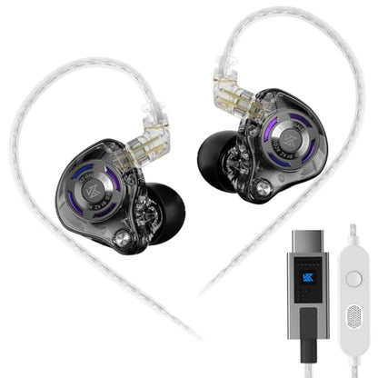 KZ Gale USB C IEM, Wired Type-C Gaming Earbuds with Mic Built-in DSP | Noise Isolation Deep Bass IEM, Comfort-Fit Type C HiFi Clarity Sound Earphone for iPhone17/16/15 Samsung (Type-C, Black)