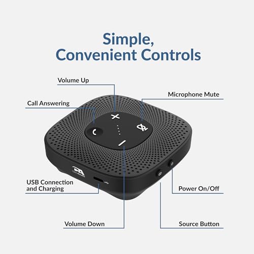 Cyber Acoustics Conference Speakerphone (SP-2000) - USB and Bluetooth, Advanced DSP with 360 Degree Noise Cancelling Microphone with 3m Range, 66 Ft BT Wireless Range - style: USB & BT Speakerphone