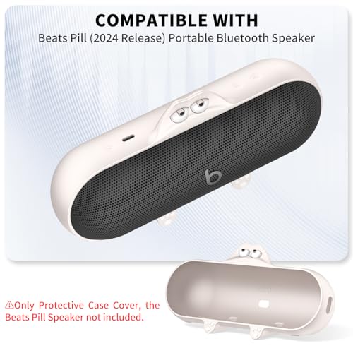 Silicone Kawaii Cute Case for Beats Pill Wireless Bluetooth Speaker, Anti-Scratch Protective Sleeve Compatible With Beats (Off-White) - color: Off-White