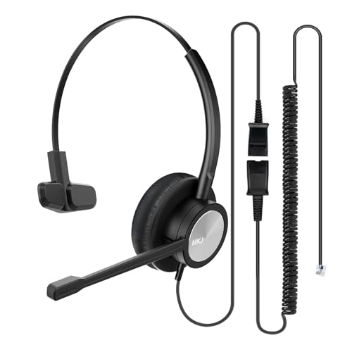 MKJ RJ9 Telephone Headset with Microphone Noise Cancelling for Cisco Phones | Wired Headphone for Call Center, Compatible with Office Phone Cisco 7841 7861 7942G 7961G 7962G 7971G 7975G 8841 9951 9971