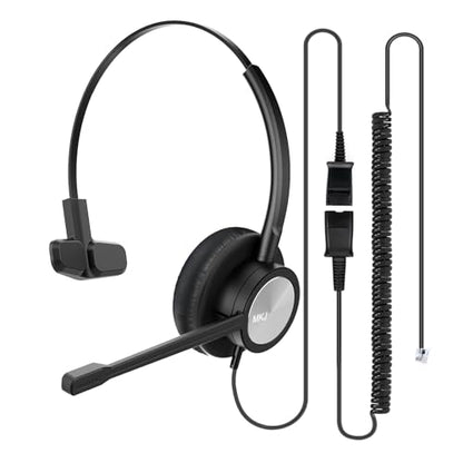 MKJ RJ9 Telephone Headset with Microphone Noise Cancelling for Cisco Phones | Wired Headphone for Call Center, Compatible with Office Phone Cisco 7841 7861 7942G 7961G 7962G 7971G 7975G 8841 9951 9971