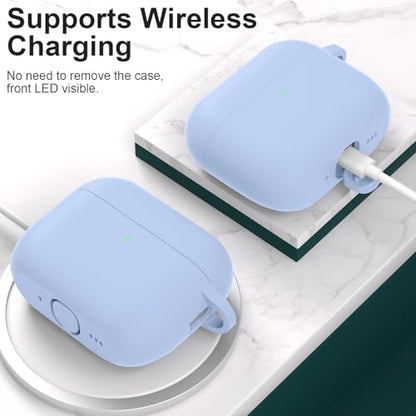 for AirPods Pro 3 Case Cover, Protective Soft Silicone with Keychain Cleaning Pen for Women Men for Apple AirPods Pro 3rd Generation Case(2025), Front LED Visible, Light Blue - color: B-Light Blue