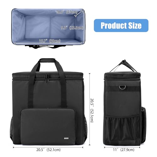 CURMIO Double-Layer PC Carrying Case, Computer Travel Bag for Tower, Black | Computer Desktop Tower Case with Shoulder Straps Fit ATX/M-ATX Motherboards, Keyboard, Mouse, Cables & Earphones - color: Black