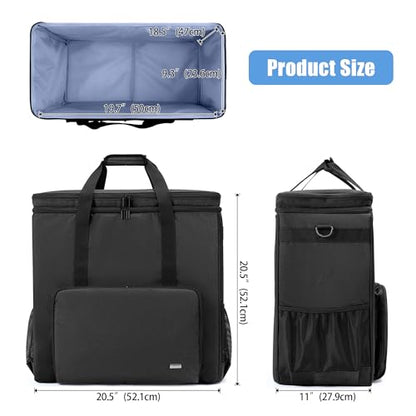 CURMIO Double-Layer PC Carrying Case, Computer Travel Bag for Tower, Black | Computer Desktop Tower Case with Shoulder Straps Fit ATX/M-ATX Motherboards, Keyboard, Mouse, Cables & Earphones - color: Black