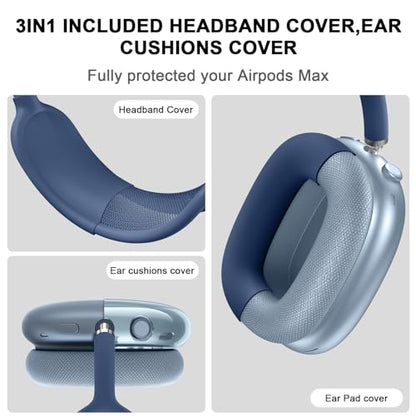 Compatible with Apple AirPods Max Case,Clear Soft TPU Anti-Scratch,Ear Pad Case Cover/Ear Cups Cover/Headband Covers for AirPods Max Headphones,Blue - color: D-Blue, size: Clear case