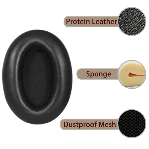 Earpads+Headband Covers for Sony Wh-1000XM3 Replacement Kit,Protein Leather Ear Pads Cushions and Silicone Zipper Headband for WH-1000XM3 Accessories(Black) - color: Black