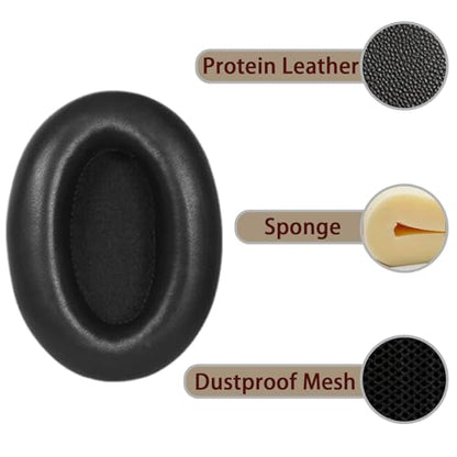 Earpads+Headband Covers for Sony Wh-1000XM3 Replacement Kit,Protein Leather Ear Pads Cushions and Silicone Zipper Headband for WH-1000XM3 Accessories(Black) - color: Black