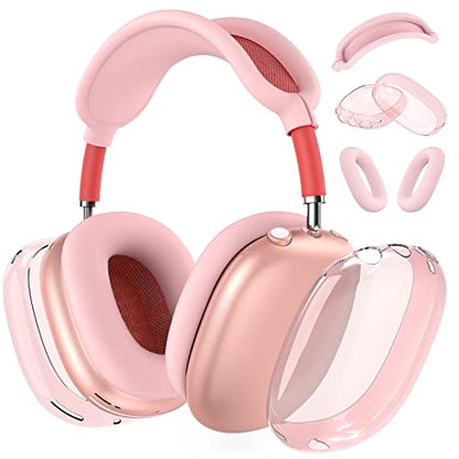 Silicone Case Cover for AirPods Max 2/ AirPods Max Headphones (Pink) - color: Clear Pink-T