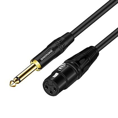 10FT XLR to 6.35mm (1/4 Inch) Mic Cable, XLR-3Pin to Quarter Inch TS Audio Cord, Mono 6.35mm 1/4 Inch TS Male to XLR Female Unbalance Interconnect Cable for Microphone, Console, Guitar, Mixer - size: 10FT/3M
