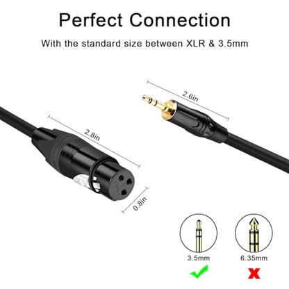 XLR to 3.5mm, (1.5FT) Stereo Microphone Cable for Camcorders, DSLR Cameras, Computer Recording Device and More - size: 1.5FT