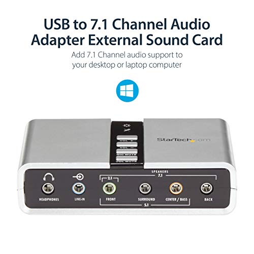 StarTech 7.1 USB Audio Adapter, External Sound Card (ICUSBAUDIO7D) | External sound card for laptop/PC, up to 7.1 surround sound, Digital SPDIF, Analog 3.5mm