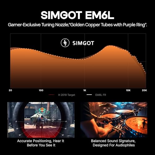 Linsoul SIMGOT EM6L 1DD + 4BA Hybrid Driver in-Ear Monitor, Gaming Earbud + Kiwi Ears SONICAP Waterproof Earbud Case(Blue)