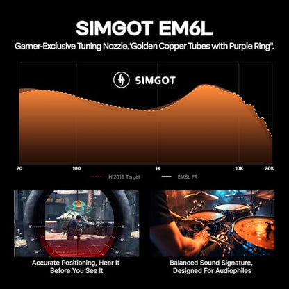 Linsoul SIMGOT EM6L 1DD + 4BA Hybrid Driver in-Ear Monitor, Gaming Earbud + Kiwi Ears SONICAP Waterproof Earbud Case(Blue)