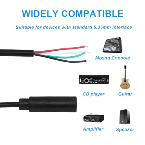 Jiozermi 3.5mm Female to Bare Wire TRRS Audio Cable, 3ft, 4 Pcs | 4 Pole Stereo, 1/8" TRRS Female Jack, For Speaker Headphone Microphone, Cable Repair