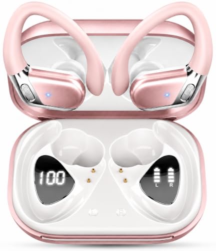 Wireless Earbuds, Bluetooth 5.4 Headphones Sport, 50H Deep Bass Sound Over Ear Buds with 4 ENC Noise Cancelling Mic, Dual LED Display, IP7 Waterproof Earphones with Earhook for Workout/Running/Gym | Sport, Over Ear Buds, 4 ENC Noise Cancelling Mic, Dual L