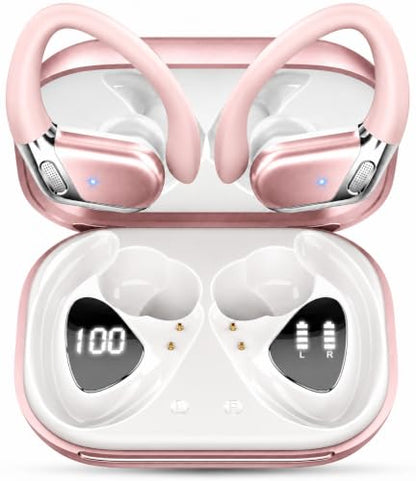 Wireless Earbuds, Bluetooth 5.4 Headphones Sport, 50H Deep Bass Sound Over Ear Buds with 4 ENC Noise Cancelling Mic, Dual LED Display, IP7 Waterproof Earphones with Earhook for Workout/Running/Gym | Sport, Over Ear Buds, 4 ENC Noise Cancelling Mic, Dual L