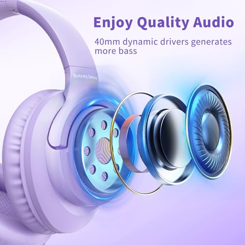 Botesty Sound Headphones Wired with Mic for School, 3.5mm Plug in, Purple - color: Purple