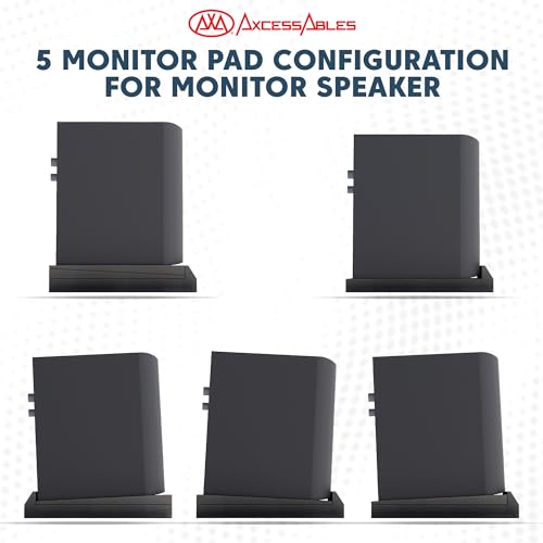 AxcessAbles Studio Monitor Isolation Pads for 3-5 Inch Speakers | High-Density Acoustic Foam Speaker Risers | Angled Sound Isolation Pads for Recording, Mixing, DJ, Home Studio - size: 3" to 5" Speakers