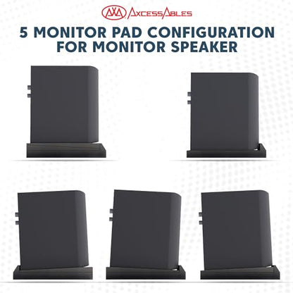 AxcessAbles Studio Monitor Isolation Pads for 3-5 Inch Speakers | High-Density Acoustic Foam Speaker Risers | Angled Sound Isolation Pads for Recording, Mixing, DJ, Home Studio - size: 3" to 5" Speakers
