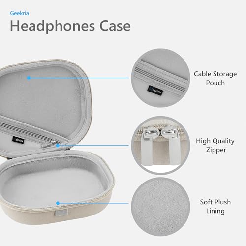 Geekria Shield Headphones Case Compatible with Bose QC Ultra II, QC 45/35 II Gaming and More, Replacement Hard Shell Travel Carrying Bag with Cable Storage (Apricot)