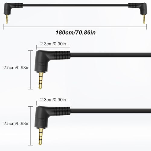 MEIRIYFA 2.5mm TRRS Male to Male Audio Extension Cable 90 Degree Angle | 2.5mm TRRS Stereo Audio Plug Adapter Cable for Smartphone, Headphone, MP3 Player, Recorder, Camera (2PCS, 1.8M) (TRRS)