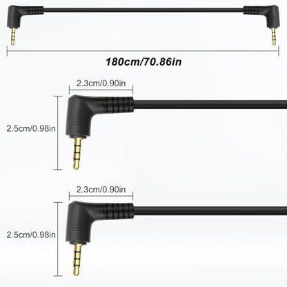 MEIRIYFA 2.5mm TRRS Male to Male Audio Extension Cable 90 Degree Angle | 2.5mm TRRS Stereo Audio Plug Adapter Cable for Smartphone, Headphone, MP3 Player, Recorder, Camera (2PCS, 1.8M) (TRRS)
