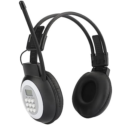 ZHIWHIS FM Portable Radio, Stereo Headsetwith LCD,Over Ear Foldable, Pocket Walkmen Conference Receiver, Small Wireless/Wired Headphones Operated by 2 AA Batteries for Walking/Running ZWS-308