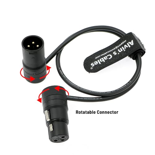 Alvin's Cables Rotatable Low-Profile XLR 3 Pin Male to Female Cable Original Connector Balanced Microphone Audio Cord - size: 18 inches