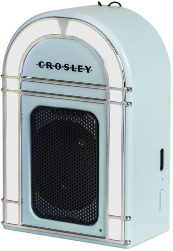 Crosley CR3046A-AB Mini Jukebox Portable Bluetooth Speaker, Aqua Blue | Bluetooth In, 5 Color-Changing Light Modes, LED Lights Sync with Music, Rechargeable Lithium-Ion Battery - color: Aqua Blue