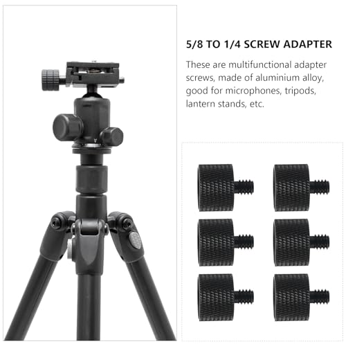 6 Pack 5/8 to 1/4 Thread Adapter Screw, Aluminum Alloy