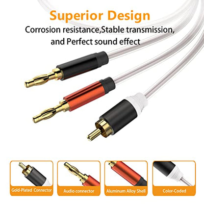 HOSONGIN RCA to Banana Plug Speaker Cable 3.3 Feet 2 Pack