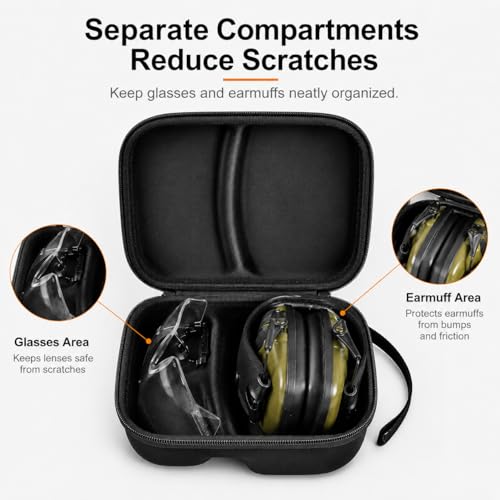 GWCASE Earmuffs & Shooting Glasses Case, Compact Carry, Case Only