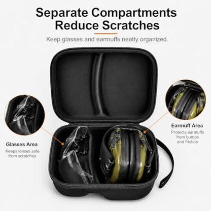 GWCASE Earmuffs & Shooting Glasses Case, Compact Carry, Case Only