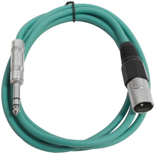 Seismic Audio - SATRXL-M6 - Green 6' XLR Male to 1/4" TRS Patch Cable - color: Green, size: 6 Foot