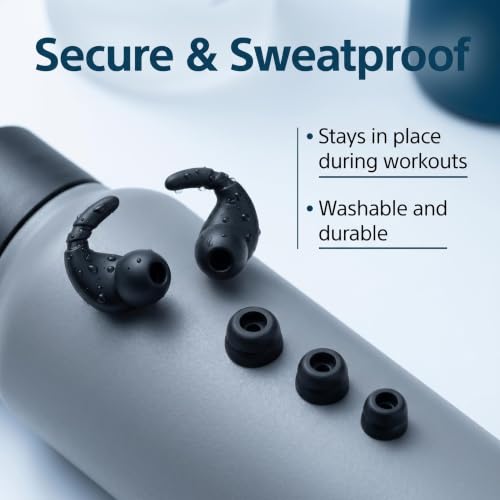 Double Flange Ear Tips & Anti-Slip Ear Hooks, Universal Replacement Kit | 6 Pairs L/M/S Silicone Earbuds Tips + 2 Pairs Sports Ear Hooks for In-Ear Headphones, Noise Isolating, Secure Fit, Black