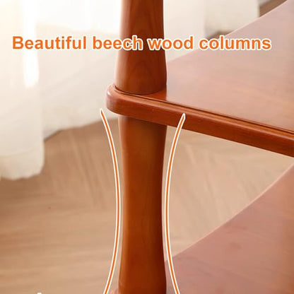Amplifier Rack, Wood Audio Stand with Copper Shock Absorbing Feet, Open Component Audio Video Media Stand, Multi-Function Storage Shelf, Side Table, Bedside Table - color: Teak Color