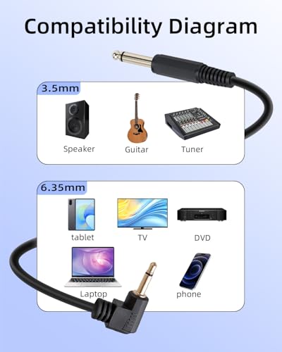 6.35mm to 3.5mm Mono Right Angle Cable 1.8M/5.9FT - color: 6.35mm male to 3.5mm angle male
