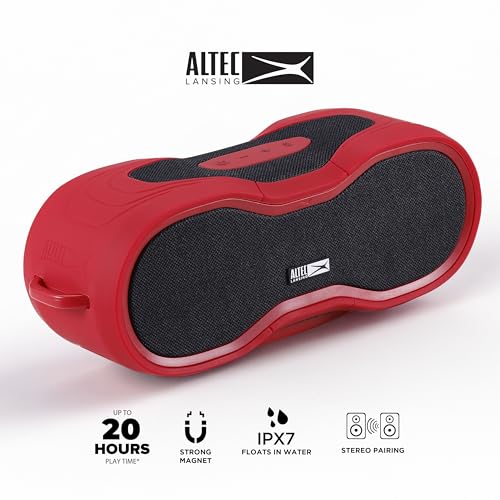 Altec Lansing - Portable Bluetooth Speaker, Waterproof IP67 - color: Red/White, size: Large