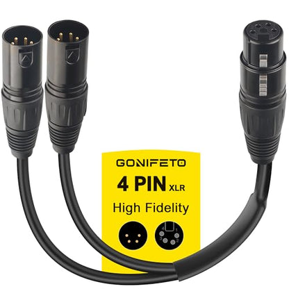 4 Pin XLR Splitter Cable,4 Pin XLR Extension Cable for Microphone | 1 Male to 2 Female XLR 4 Pin Patch Y Cable, Balanced Microphone Splitter Cord, 4 Pin XLR Audio Adapter Power Cable