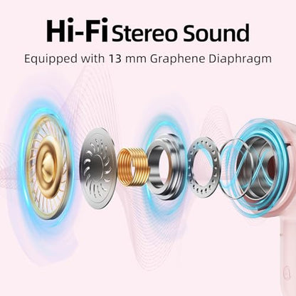 Wireless Earbuds, 100H Bluetooth 5.4 Headphones, ENC+ ANC Noise Cancelling Touch Control True Wireless Bluetooth Ear Buds,Stereo Deep Bass Bluetooth Headset for Sports/Workout/Gym(Pink) - color: Pink