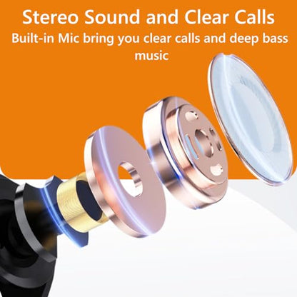 Bluetooth Earbuds Wireless Ear bud Wireless Stereo Bass Built in Microphone | Wireless Charging Case Waterproof Headphone 64H Playback LED Power Display for iPhone Android Phones Computer Sport Game Work