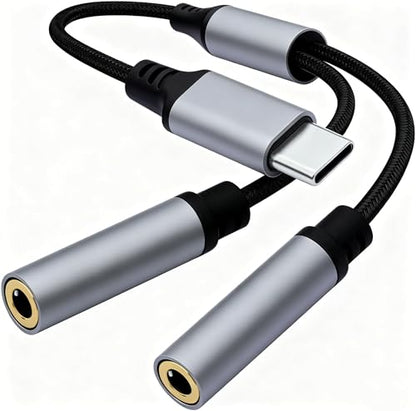 USB C to Dual 3.5mm Female Headphone Splitter,USBC to 3.5mm splitter | Share Audio with 2 Headphones,Compatible with iPhone 17 16 15 Galaxy S25 S24 S23 S22 Plus Pro Max Ultra Pixel iPad