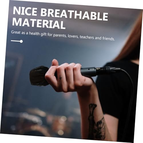 200pcs Disposable Microphone Dust Covers Breathable Non-woven Elastic Fit for Plosive Reduction Black Mic Protectors for Professional Use