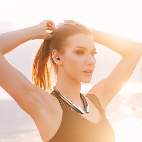 2026 Upgraded Bluetooth Headset - Wireless Neckband Bluetooth Headphones with Retractable Earbuds, Extended Battery Life, and Intuitive Controls for Sports, Office, and Travel (Gold) - color: Gold