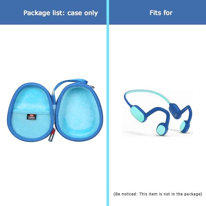 FBLFOBELI Kids Headphone Case for BAICLUD/Mehomeli/JusTalk/iClever/LOBKIN | Hard EVA Shell, Kids Bluetooth Air Conduction Open Ear Headphones Case, Shockproof & Water-Resistant, Blue - color: Blue