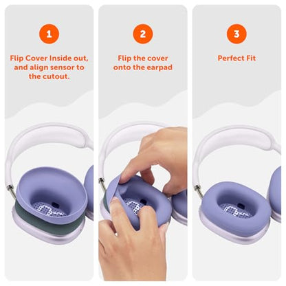 WC SweatZ Max - Patented Silicone Sweat Covers for AirPods Max 1 | Made by Wicked Cushions | (Does Not Fit AirPods Max 2). Sweatproof, Full Earpad Protection | Purple - color: Purple