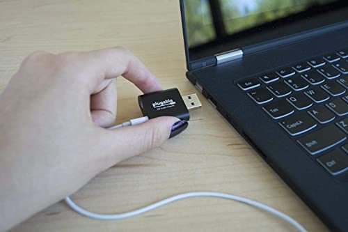 Plugable USB Audio Adapter Bundle with USB C to USB Cable, 3.5mm Speaker-Headphone and Microphone Jack, Add an External Stereo Sound Card to Any PC, Compatible with Windows, Mac, and Linux
