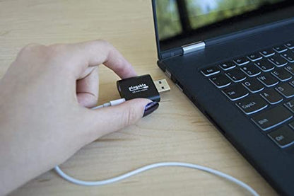 Plugable USB Audio Adapter Bundle with USB C to USB Cable, 3.5mm Speaker-Headphone and Microphone Jack, Add an External Stereo Sound Card to Any PC, Compatible with Windows, Mac, and Linux