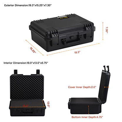 MEIJIA Premium Waterproof Hard Camera Case,Hard Case with customizable fit foam,Full Protection with Light&Convenient Design,Elegant Black (19.3"x15.25"x7.3") - size: 19.3"x15.25"x7.3"