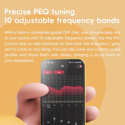 FiiO/Snowsky Tiny Portable DAC & Headphone Amplifier, Hi-Res USB DAC, PEQ Precision Tuning, PCM 384kHz/DSD256 Decoding, Android App/Web Control (3.5mm + Type-C Dual Ports,Tiny A Silver)